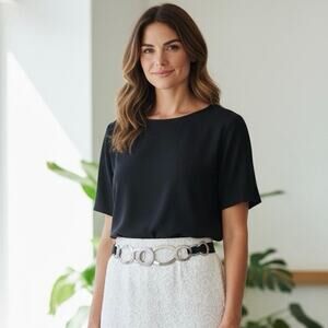 Chico’s Black & Silver Statement Belt Circle Hardware | S/M
